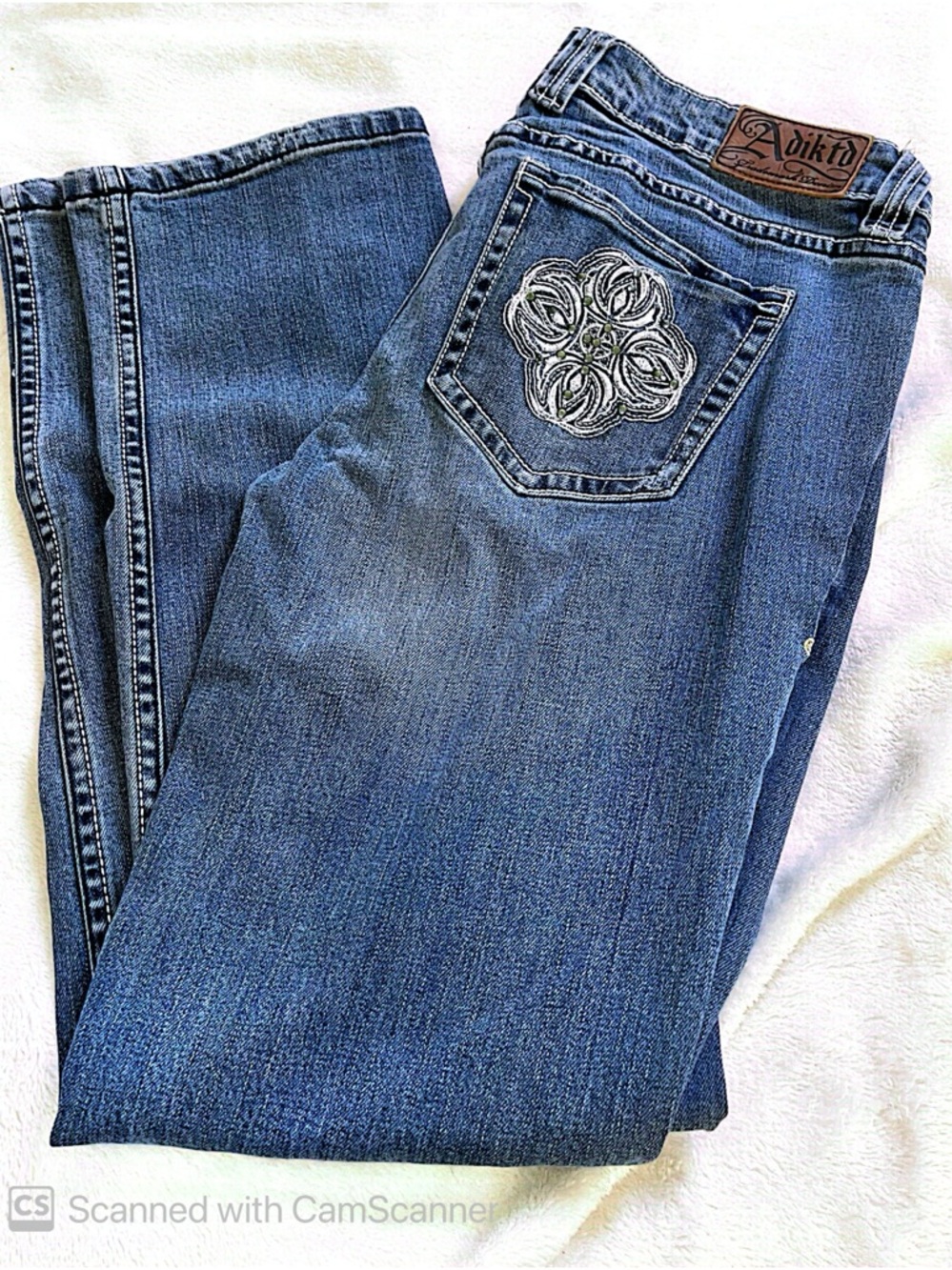 Adiktd Women's Medium Blue Boot Cut Jeans with Embroidered Back Pocket